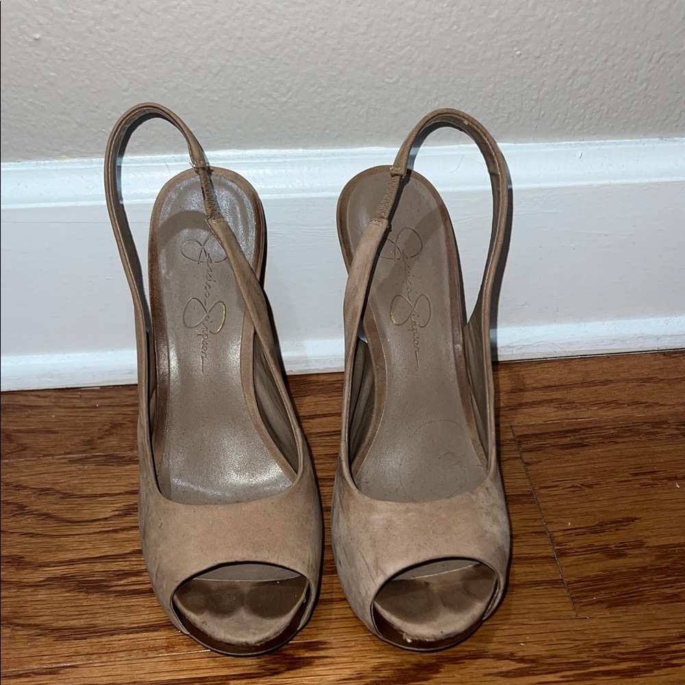 Jessica Simpson Tan Slingback Heels
